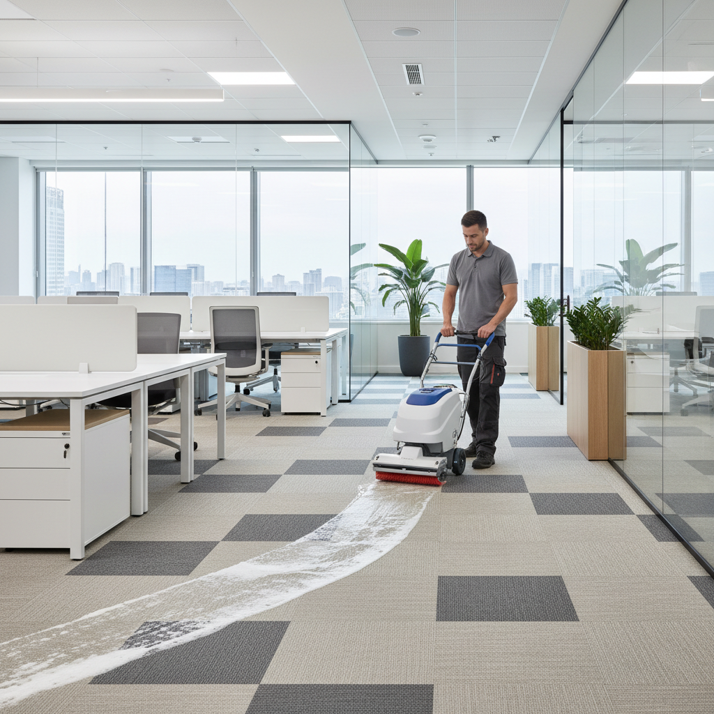 Commercial carpet maintenance in a modern office