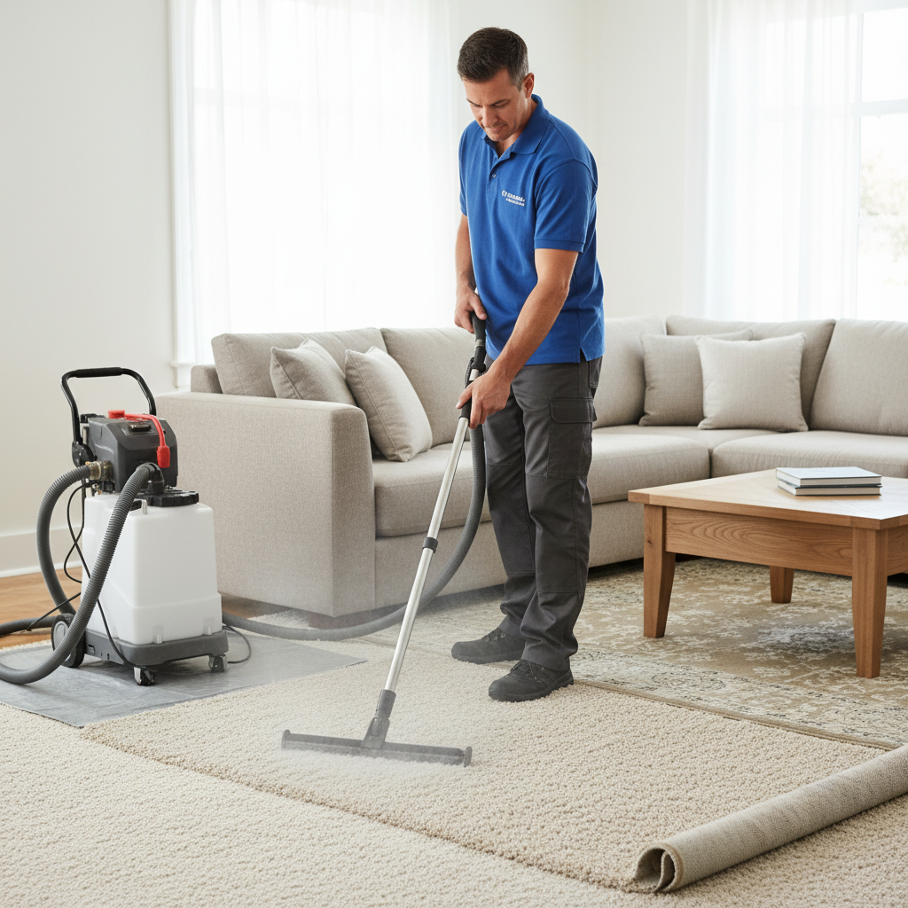 Residential carpet cleaning using extraction machine